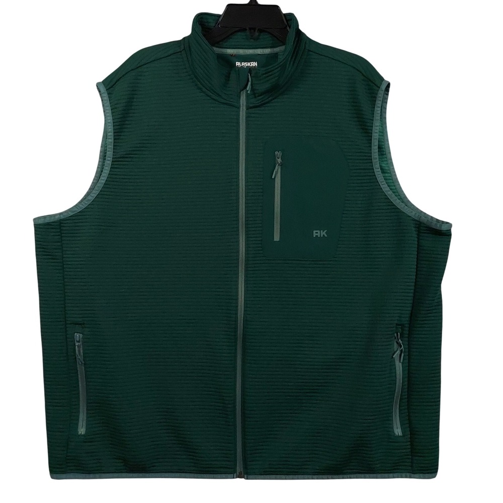 Alaskan Hardgear Duluth Trading Co Vest Mens 2XL Green Ribbed Fleece Full Zip AK